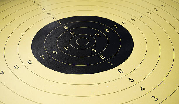 istock Bullseye Focus Target Practice Rings of Yellow Precision. 2244728190
