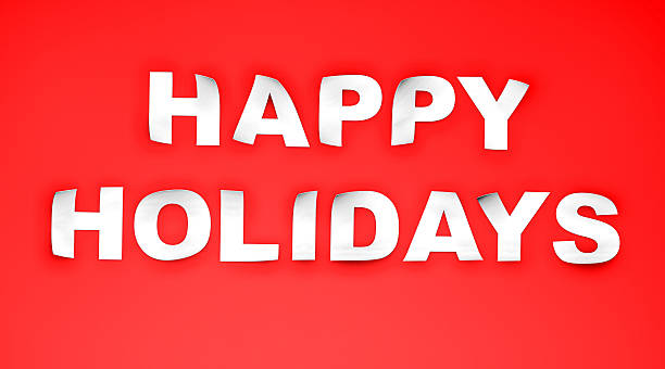 Happy Holidays Paper Text on Red Background
