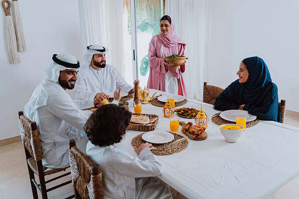 istock Emirati muslim family dining together during ramadan 2244730261
