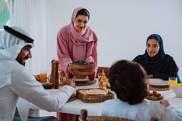 istock Emirati muslim family dining together during ramadan 2244730346