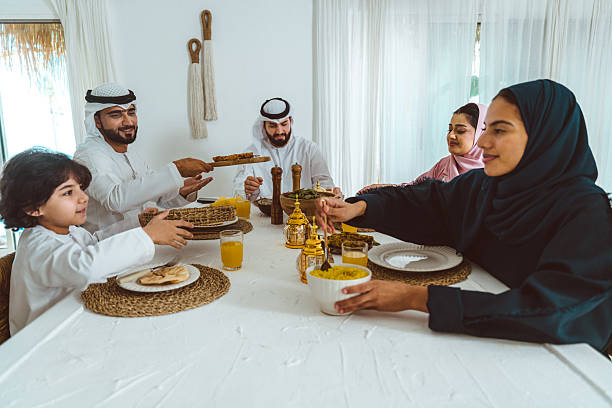 istock Emirati muslim family dining together during ramadan 2244730603