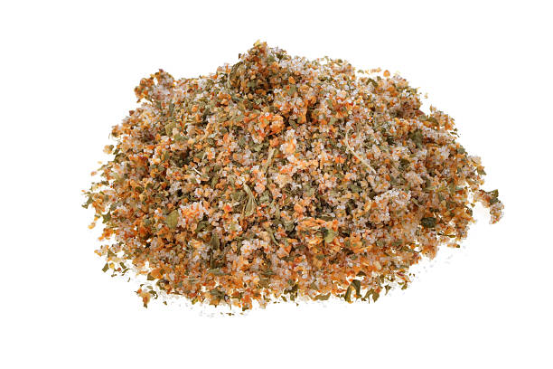 Aplle of parsley garlic salt on white background