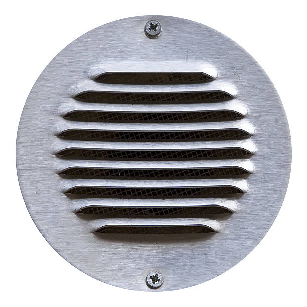 istock CIRCULAR VENTILATION METAL GRATE against a plaster wall 2244735159