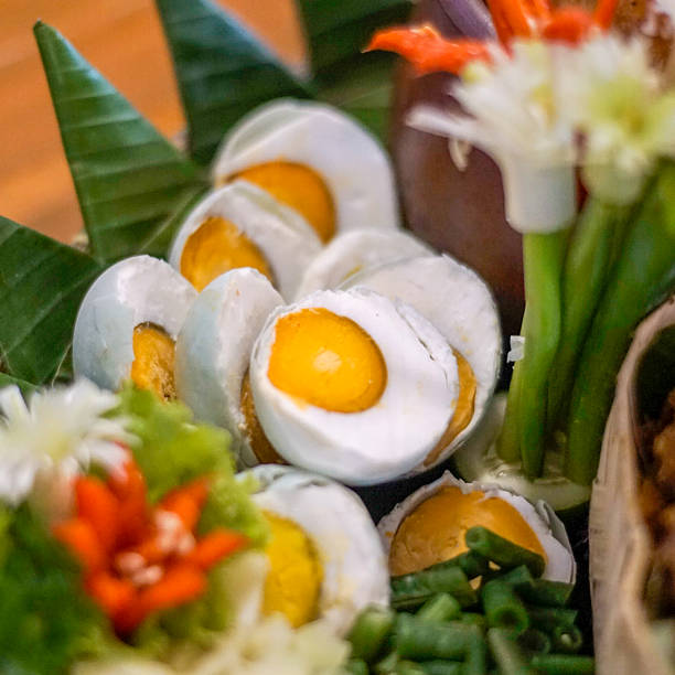 istock Authentic Indonesian Cuisine, Salted Egg and Vegetable Garnish Close Up 2244736208