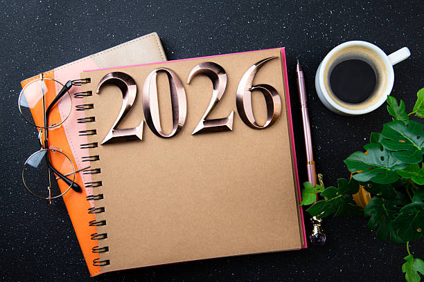 istock New year goals 2026 on desk. 2026 resolutions list with notebook, plant on black table. Resolutions, plan, goals, action, checklist, idea concept. New Year 2026 resolutions 2244740265