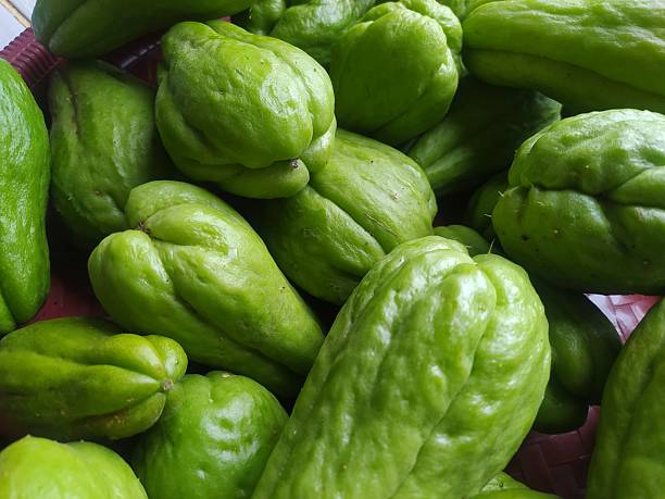istock Macro Close-up of Fresh Harvested Chayote Squash Texture 2244740291