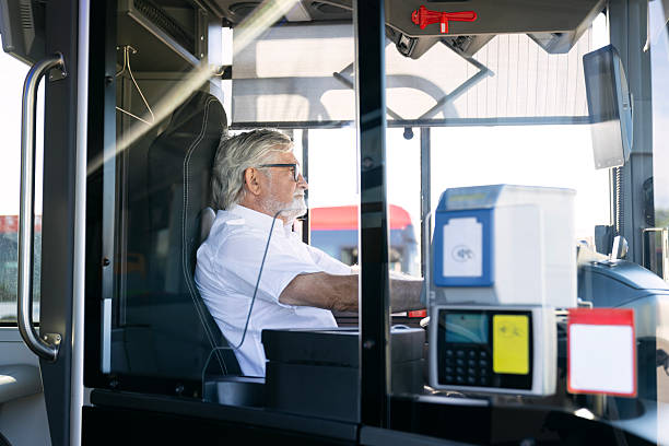 istock Senior bus driver operating public transportation 2244745198