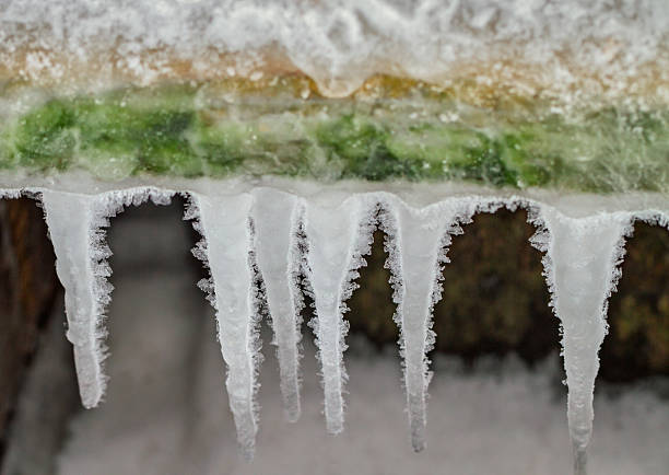 Ice structure on the coast of a body of water.