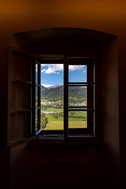 istock Alpine Valley Viewed Through Arched Window, Bled, Slovenia 2244748591