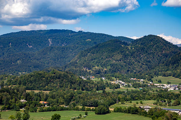 istock Village and Forested Hills near Bled, Slovenia 2244748604