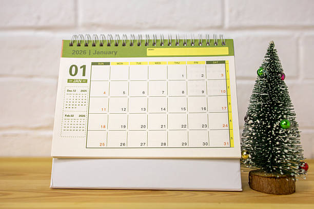istock Hello January. Planning calendar for January 2026 on the desktop. 2244749193