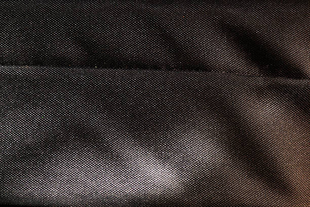 istock Black woven synthetic fabric texture background. 2244750886