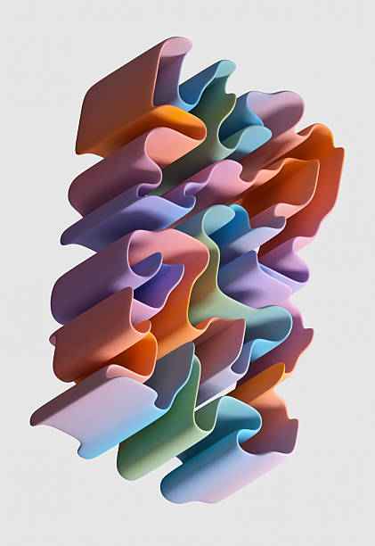 abstract background of multicolored labyrinth structure, modern wallpaper with folded gradient ribbon, 3d render
