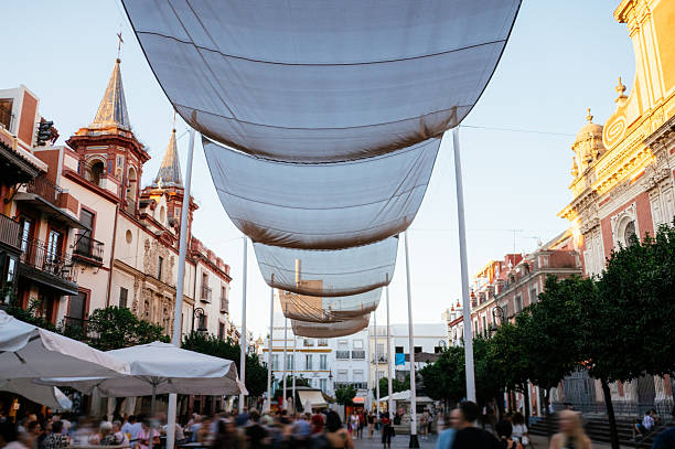 Large awning in a city square in Seville, Spain