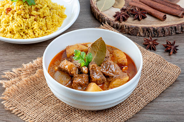 istock Massaman Curry with beef on the wooden table 2244770815