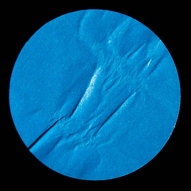 istock Blank blue glued sticky round label sticker 2244771375