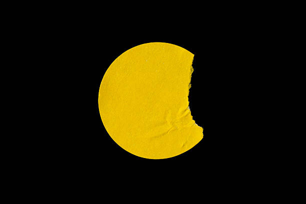 Blank yellow glued sticky round label sticker cut out design element