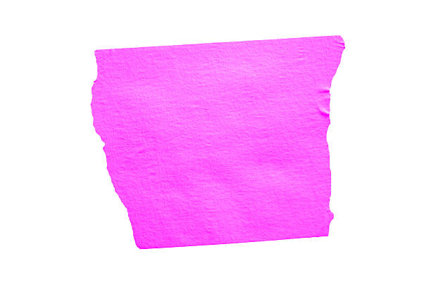 Ripped torn paper adhesive pink masking tape isolated on white background