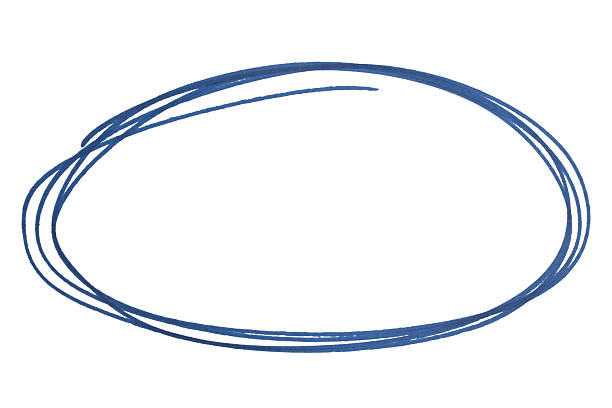 Hand drawn blue marker circle sketch, abstract ink oval stroke for highlight, emphasis, underline, business note, doodle design, isolated simple round shape element