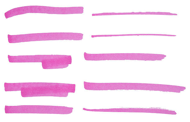 istock Hand drawn pink marker brush strokes set, abstract ink lines collection for underline, highlight, text divider, design element 2244772346