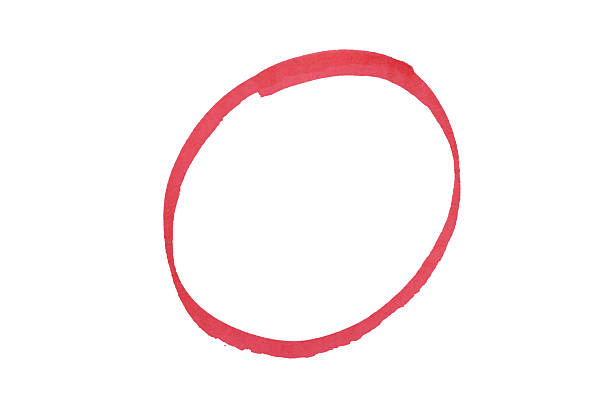 Hand drawn red marker circle sketch, abstract ink oval stroke for highlight, emphasis, underline, business note, doodle design, isolated simple round shape element