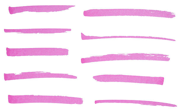 istock Hand drawn pink marker brush strokes set, abstract ink lines collection for underline, highlight, text divider, design element 2244772513