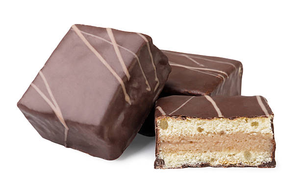 istock Chocolate covered biscuit and half close-up on white. Isolated 2244773851