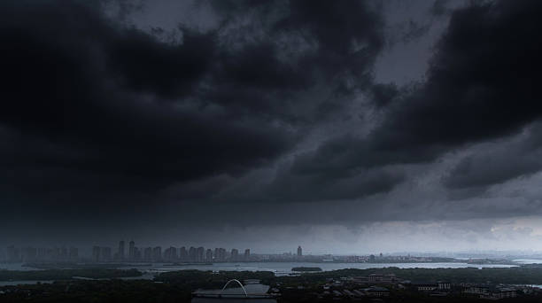 istock Dramatic stormy sky over the city 2244775552