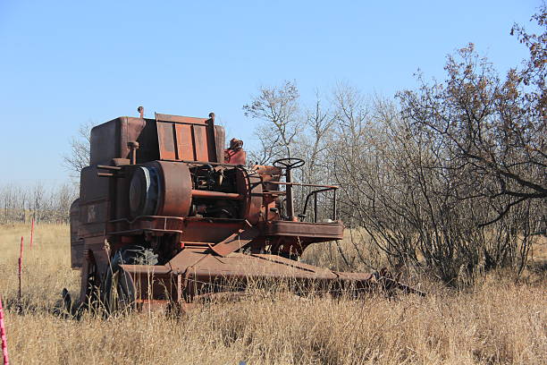Retro farm threshing machine in rural Ohio.
