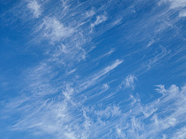 beautiful curly clouds of different directions in a clear sky