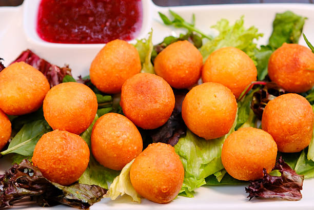 istock Close up Cheese balls on white dish,top view 2244786295