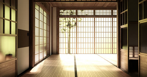istock Empty room,Clean japanese minimalist room interior, 3D rendering 2244793027