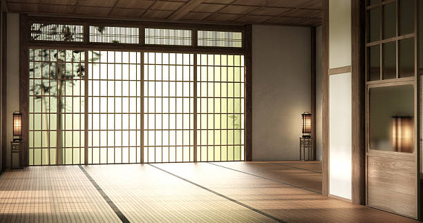 istock Empty room,Clean japanese minimalist room interior, 3D rendering 2244793053