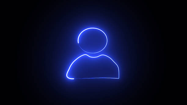 Neon profile icon. Glowing neon person sign, user icon for website.