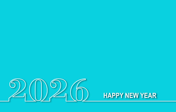 istock Turquoise New Year 2026 Neon Outline Happy New Year Message Minimal Style 2244813394