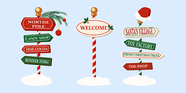 istock Set of Winter holiday xmas signs for north pole 2244814369