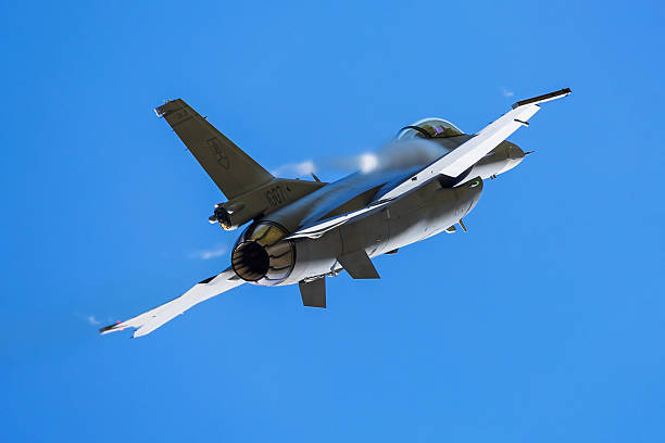 Ostrava, Czech Republic - September 20, 2025: Slovak Air Force Lockheed Martin F-16 Fighting Falcon fighter jet plane. Flight operation. Military aviation. Air defense.
