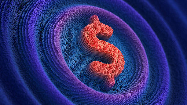 istock USA dollar sign on the blue wavy pixelated background. 2244820352
