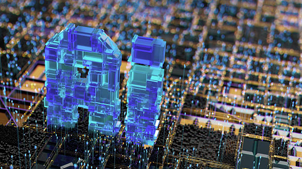 istock Futuristic AI Data Center Scene With Blue 3D Blocks Floating Over Golden Circuit Grid 2244834605