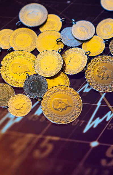 istock Gold Coins on Stock Market Chart 2244837109