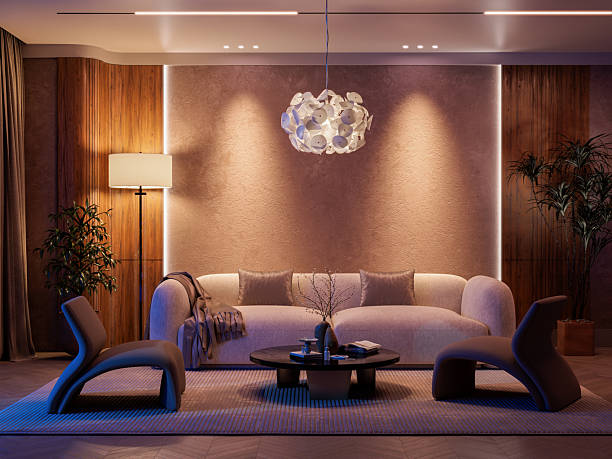 istock Dramatic Night Interior: High-Contrast Living Room with Warm Light 2244848013