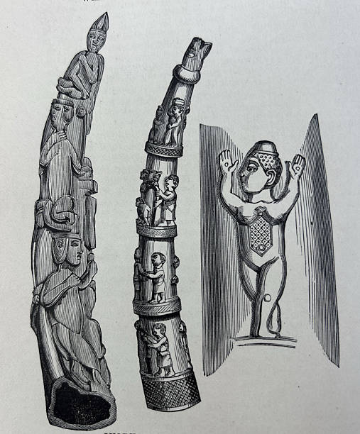 Antique illustration pre 1900 - Indigenous People of Africa - carvings