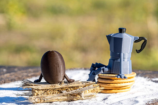istock Coffee maker and Moka chat, fun 3D coffee concept 2244856360