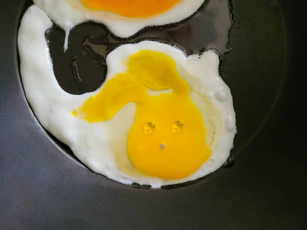 A fried egg, isolated on white.