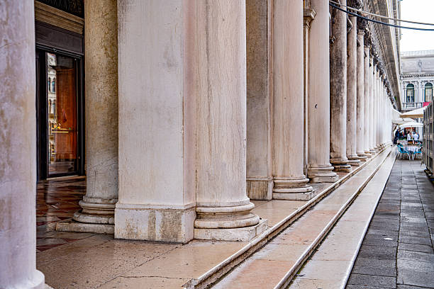 Tourists are walking on St Marks Square in the early morning,Venice,Italy
