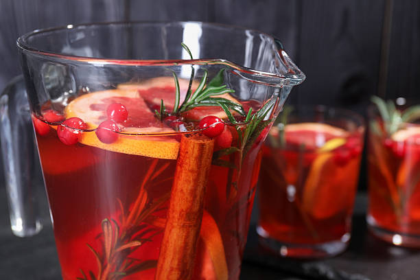 istock Delicious punch with rosemary in jug, closeup 2244863164
