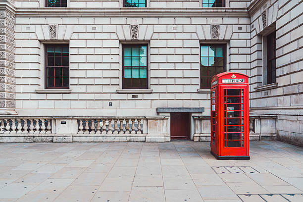 Traditional old style UK red phone box