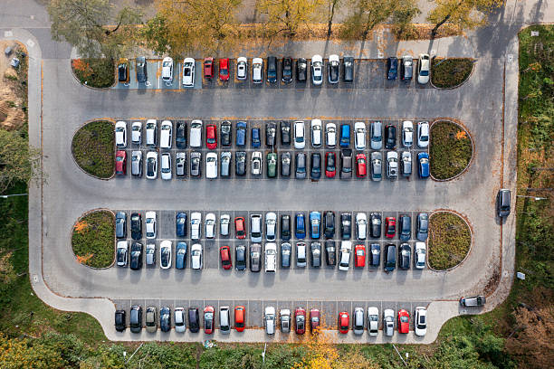 istock Car park fully occupied, view from a drone. 2244874248