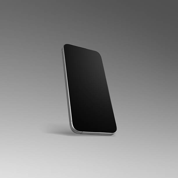 istock Cellphone with a blank screen on a gray background. Blank phone screen for mockup or copy space 2244881136