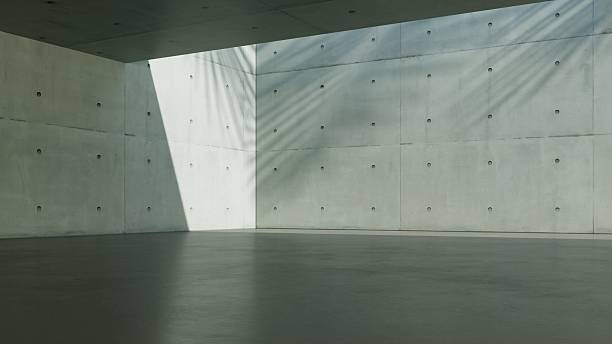 istock 3d render of abstract concrete architecture background, Minimal geometry interior design, Car presentation backdrop with empty concrete floor and wall 2244889992